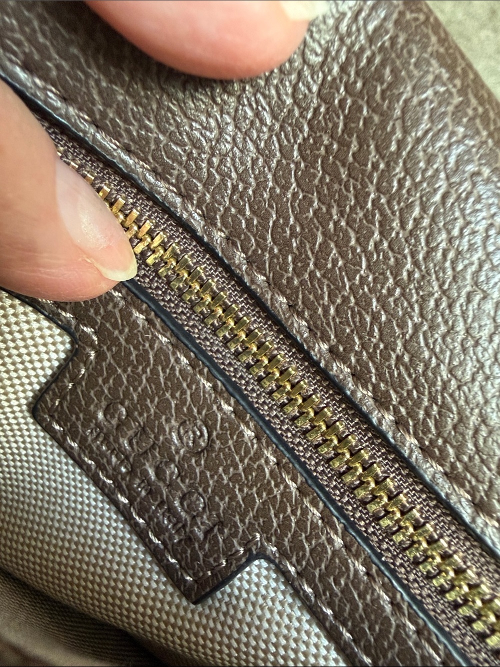 Gucci Brown GG Supreme Shoulder Bag with Gold Double G - Picture 6 of 15